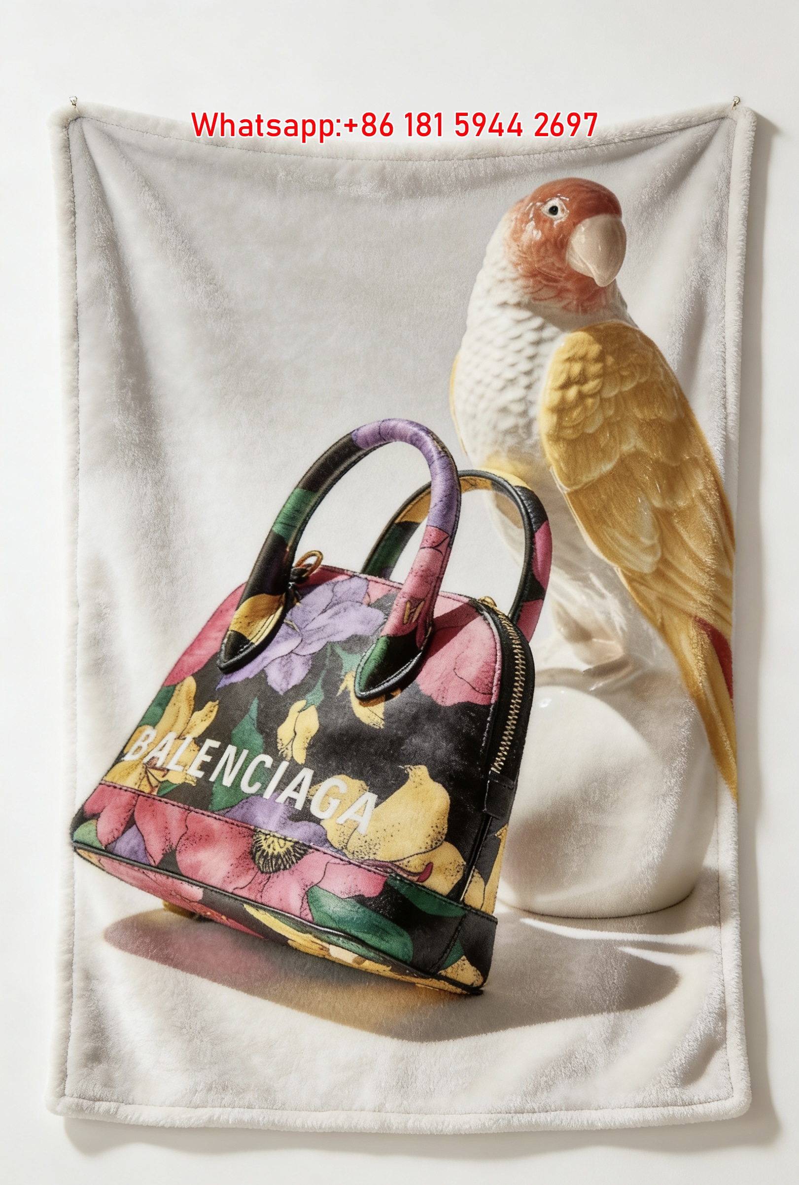 Balenciaga Floral Print Flannel Sofa Throw Blanket BA420
